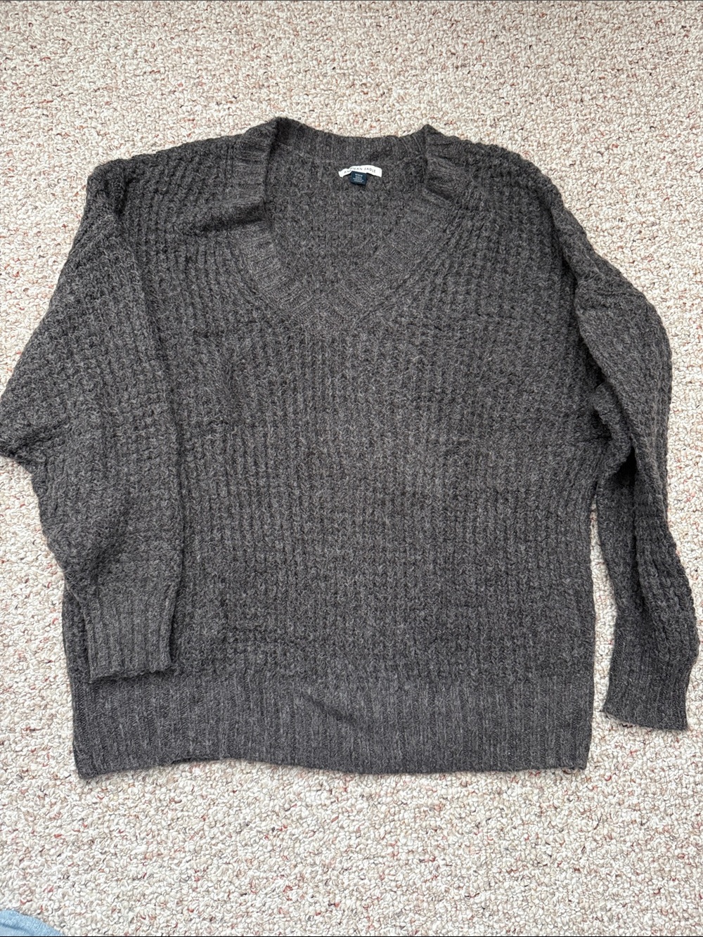 American Eagle Outfitters Men's V-Neck Sweater - Charcoal